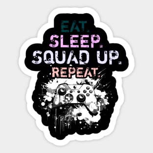 Cool Eat Sleep Squad Up Repeat Gamer Live Streamer Sticker